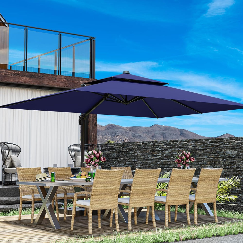 10x13FT Cantilever Outdoor Patio Umbrellas, Double Top Large Rectangle Umbrel...
