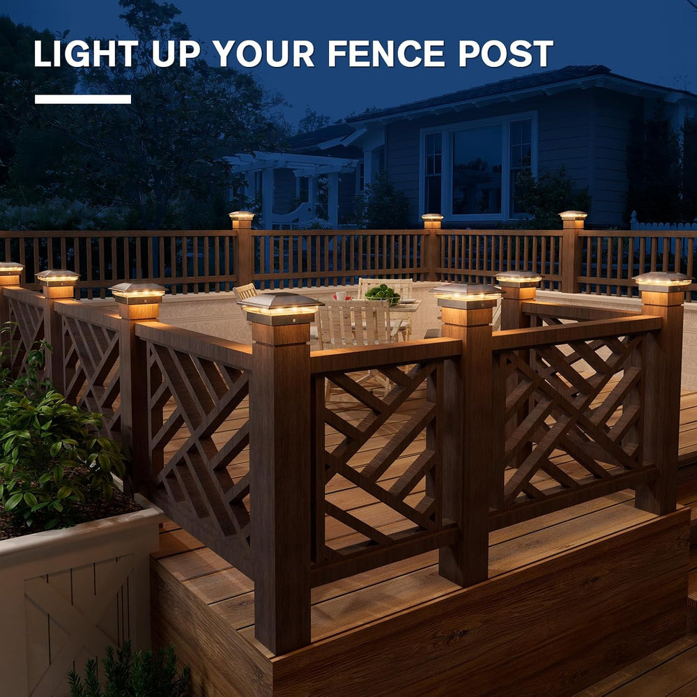 VOLISUN Brushed Copper Solar Post Cap Lights, Warm White Fence Light 12Pack