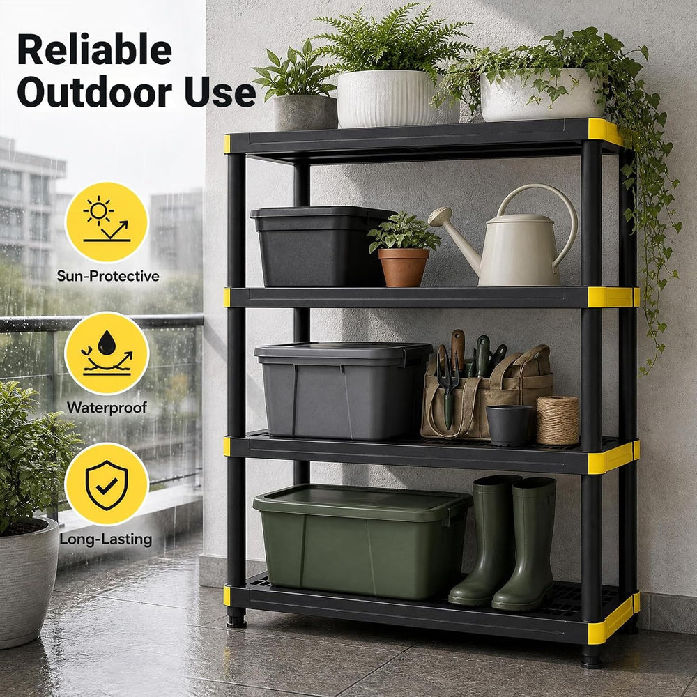 GIANTEX 4-Tier Plastic Storage Shelf, Heavy-Duty Utility Rack