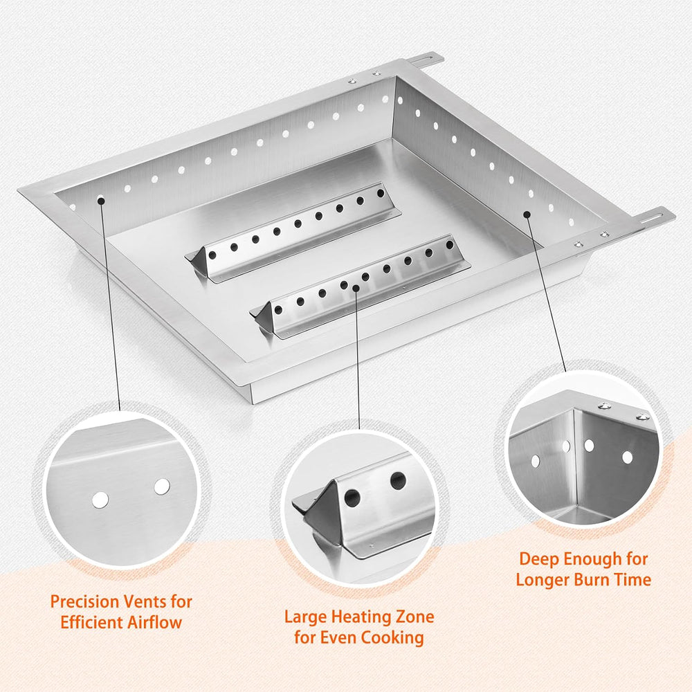 onlyfire Adjustable Charcoal Tray Stainless Steel Charcoal Ash Pan | Fits for...
