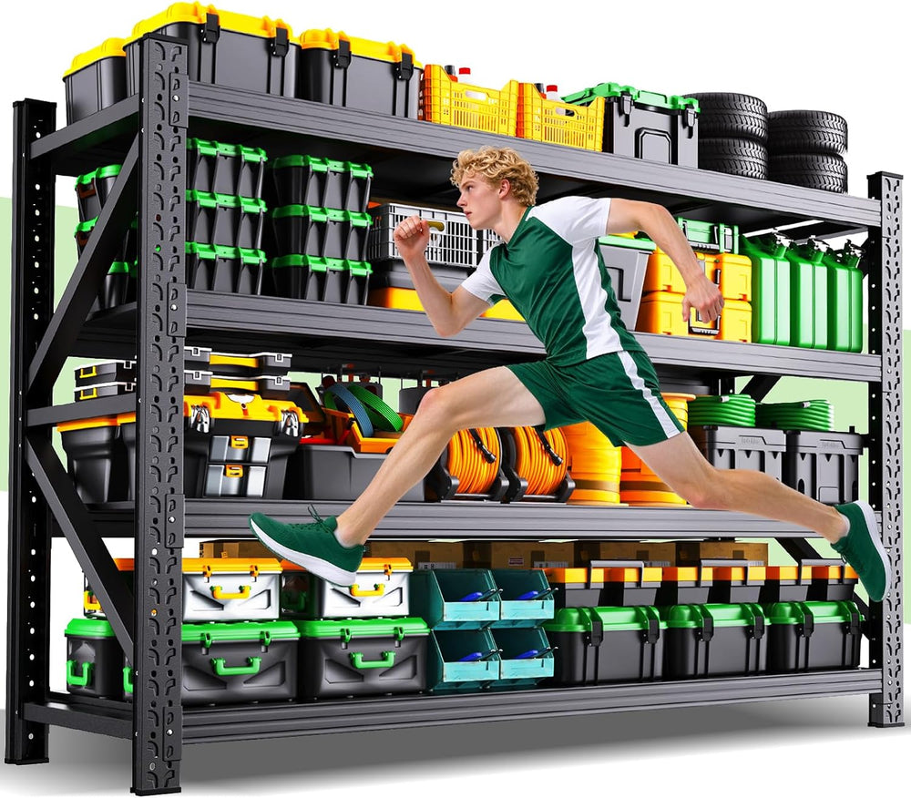 79'W Storage Shelves,4 Tier Heavy Duty Metal Garage Shelving