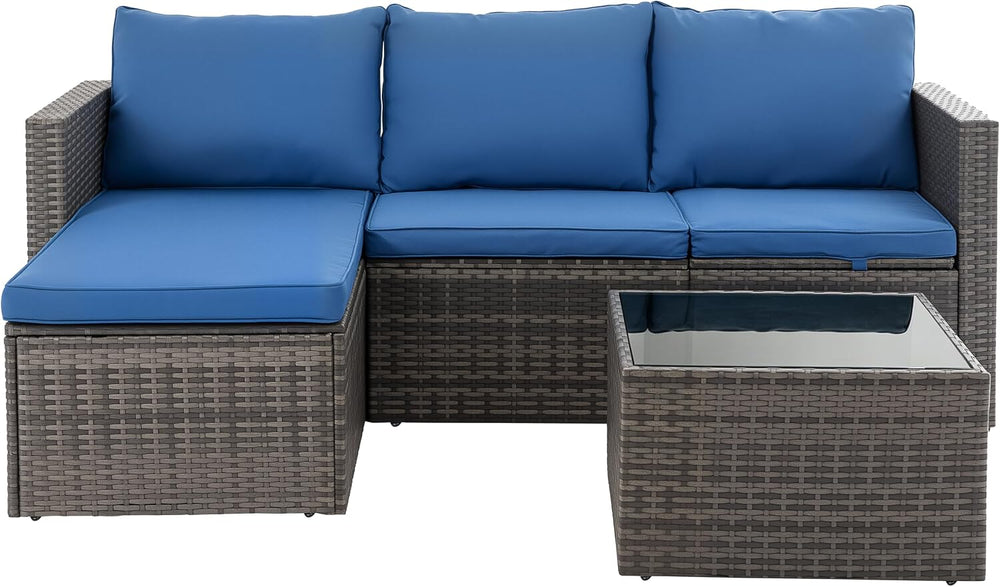 Shintenchi Outdoor Sectional Patio Furniture Set 4-Piece, All-Weather PE Ratt...