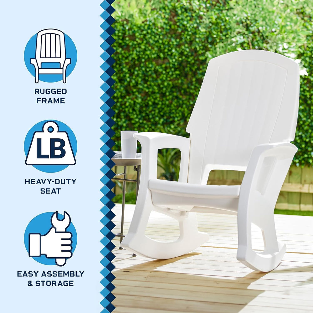 Semco Rockaway Heavy Duty All Weather Patio or Deck Rocking Chair, White