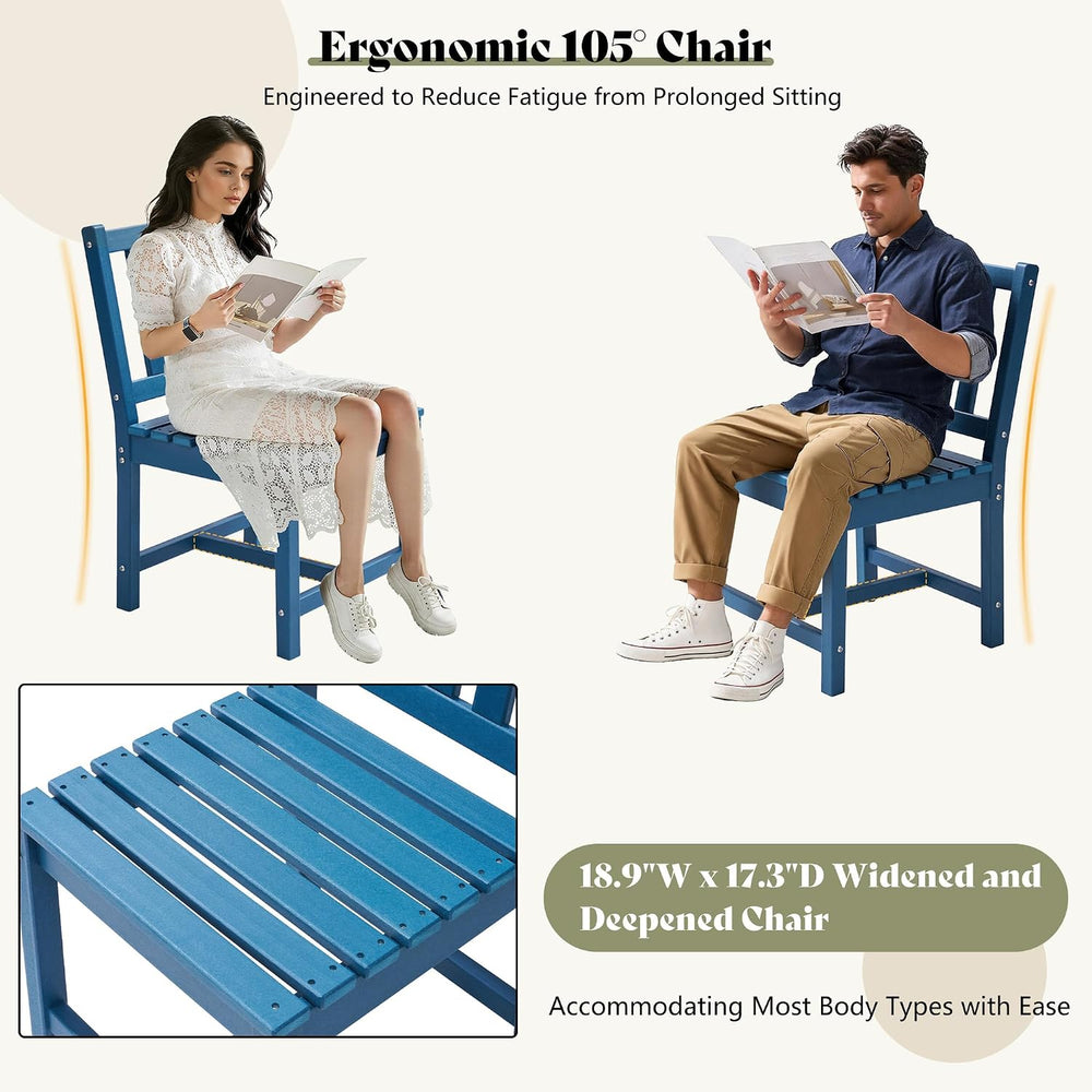 AMERLIFE Outdoor Dining Set for 4, HDPE Round Table and Chairs, Blue
