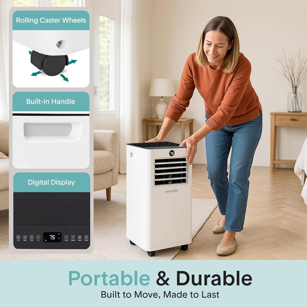 SereneLife Portable Air Conditioner, 8,000 BTU Small AC Unit with Dehumidifie...