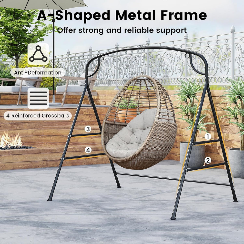GIANTEX 660-Lbs Metal Hammock Stand - Heavy Duty Porch Swing Stand w/ 4 Suppo...