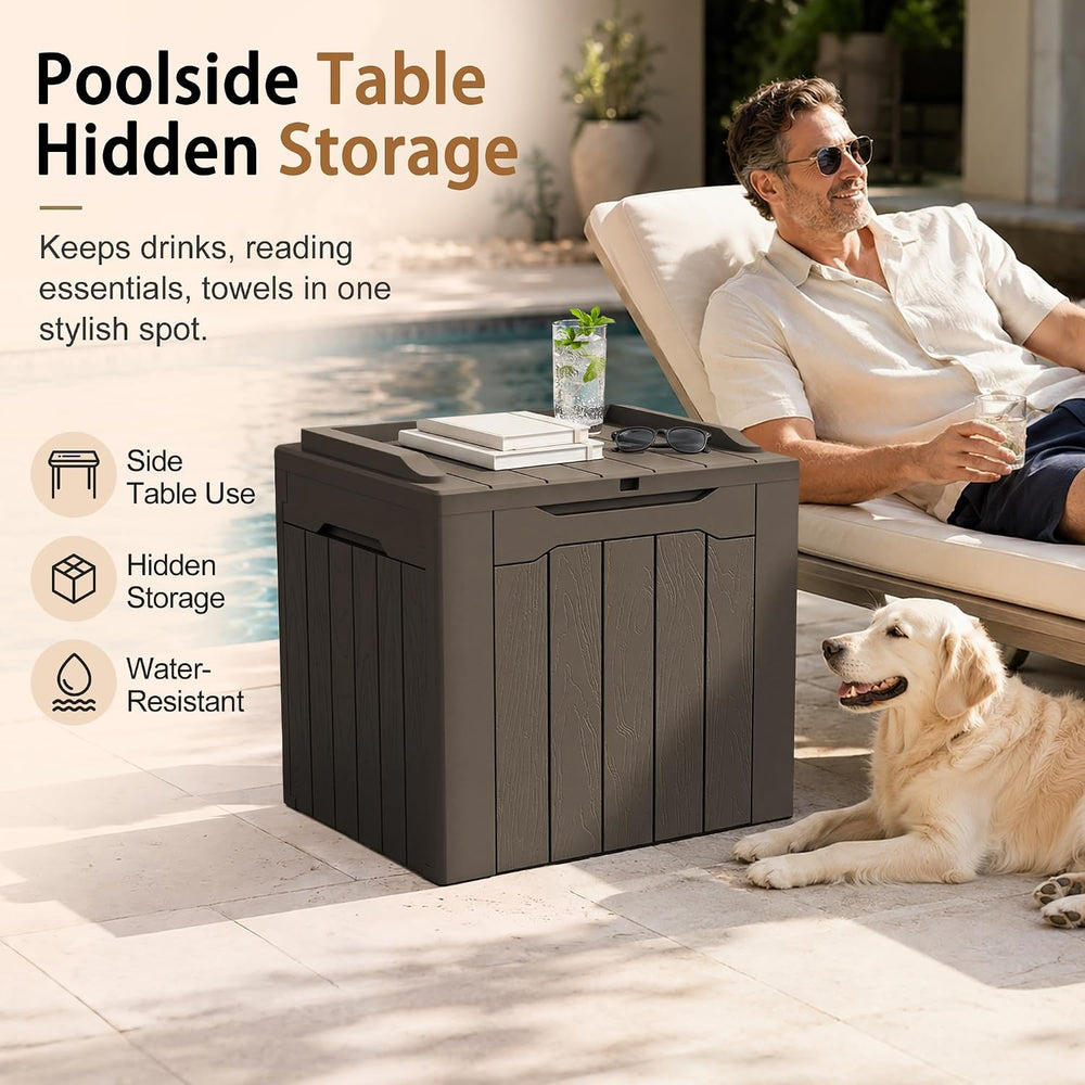 JUMMICO 31 Gallon Resin Deck Box Waterproof Outdoor Storage Boxes