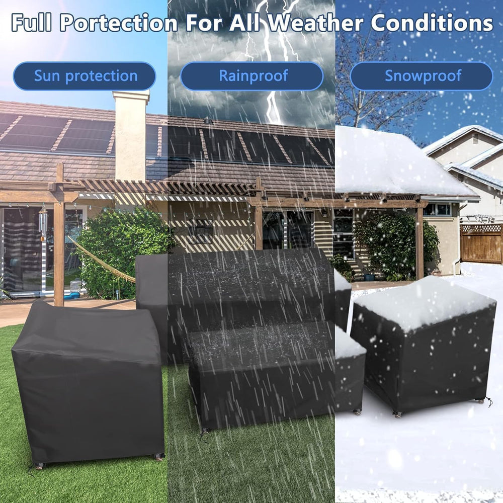 STARTWO Patio Furniture Cover 4 Piece Set, Black 600D, X-Large