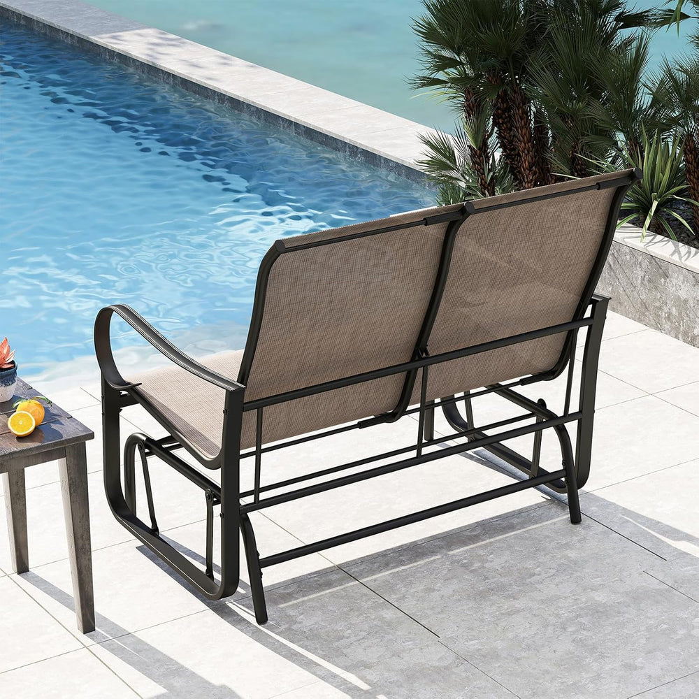 Tangkula Patio Gilder Bench, 2-Person Fabric Rocking Chair with High Backrest...