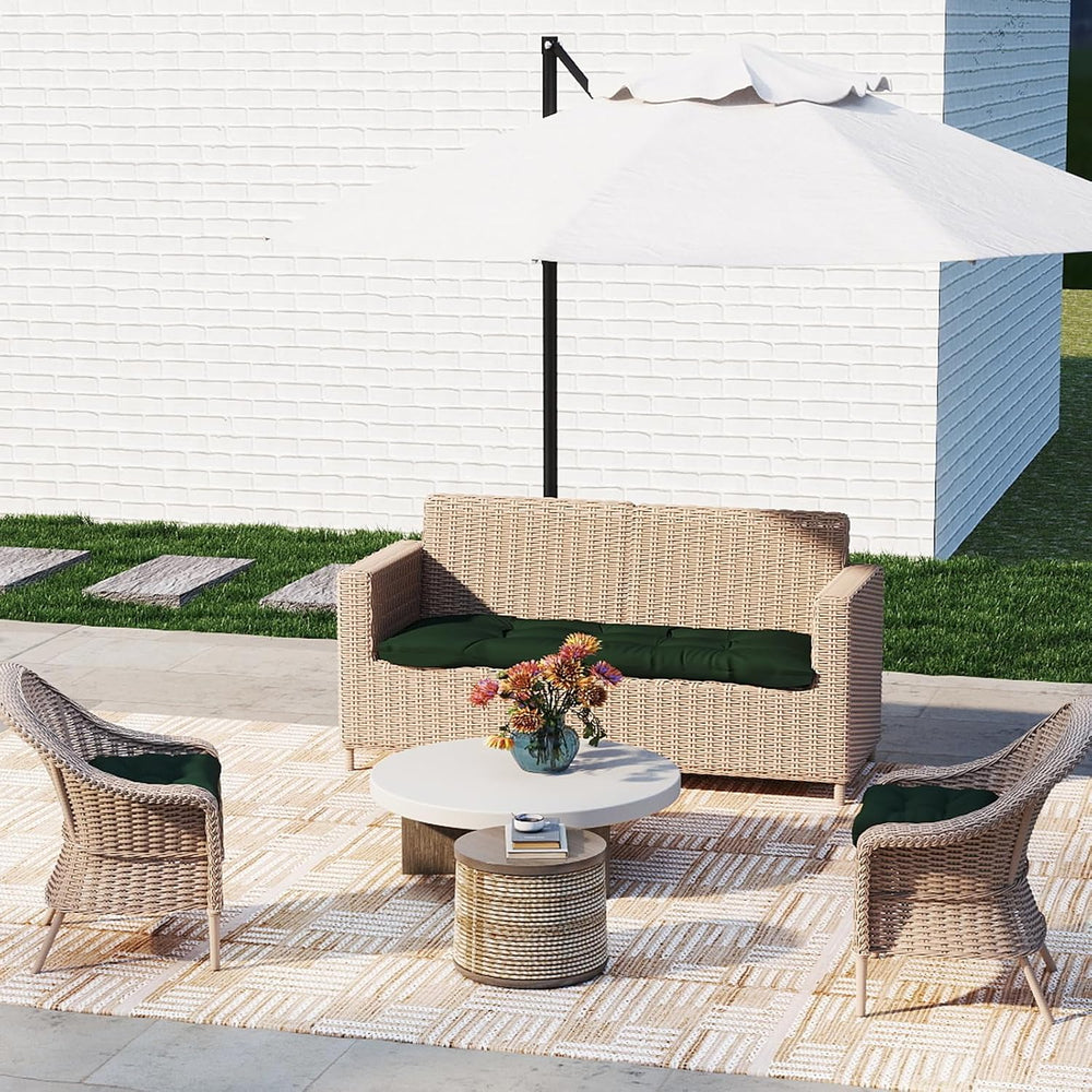 Outdoor Wicker Chair Cushions 3 Pieces, Dark Green