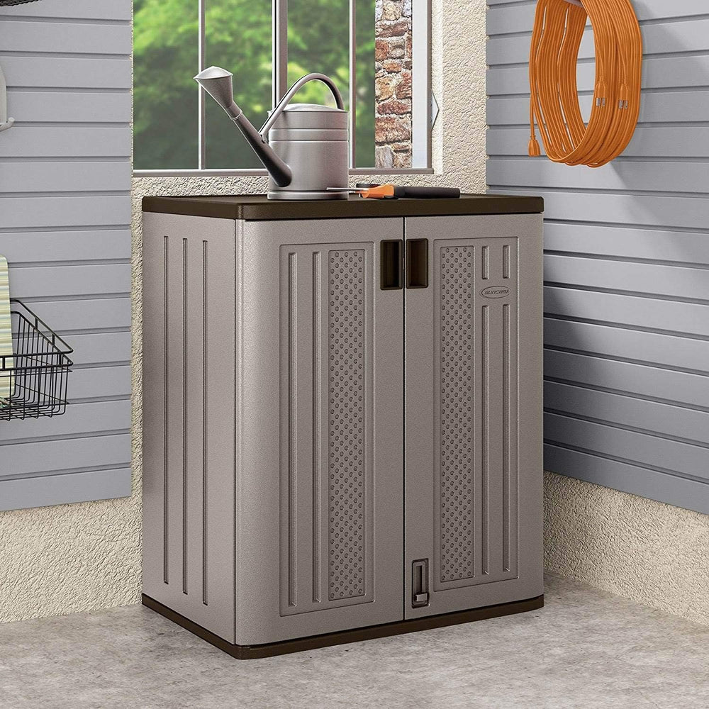 Suncast 2 Pack 9 Cu. Ft. Base Storage Cabinet, Resin Garage Organizer, Platin...