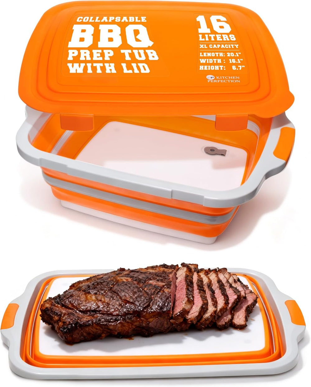 Collapsible XL Smoker & BBQ Prep Tub with Locking Lid | Includes Cutting ...