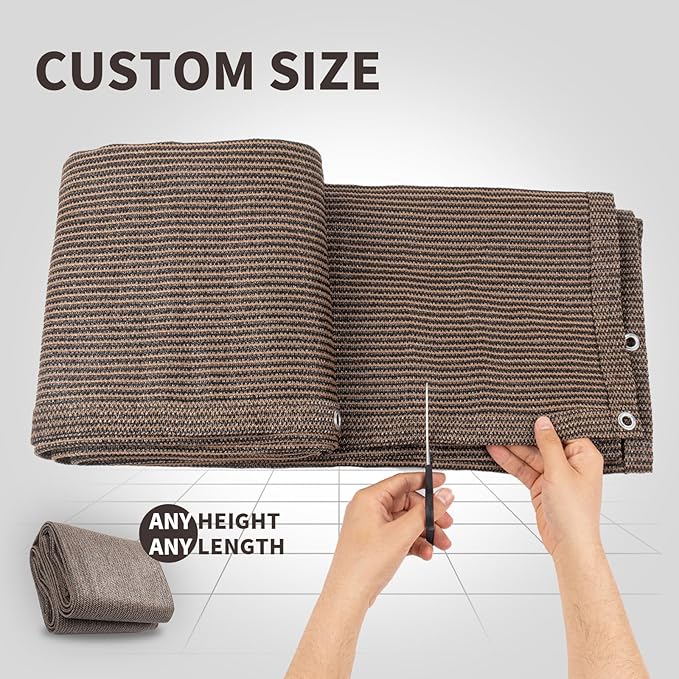 LOVE STORY Custom Size 3'x18' Brown Balcony Privacy Screen,UV Block P...