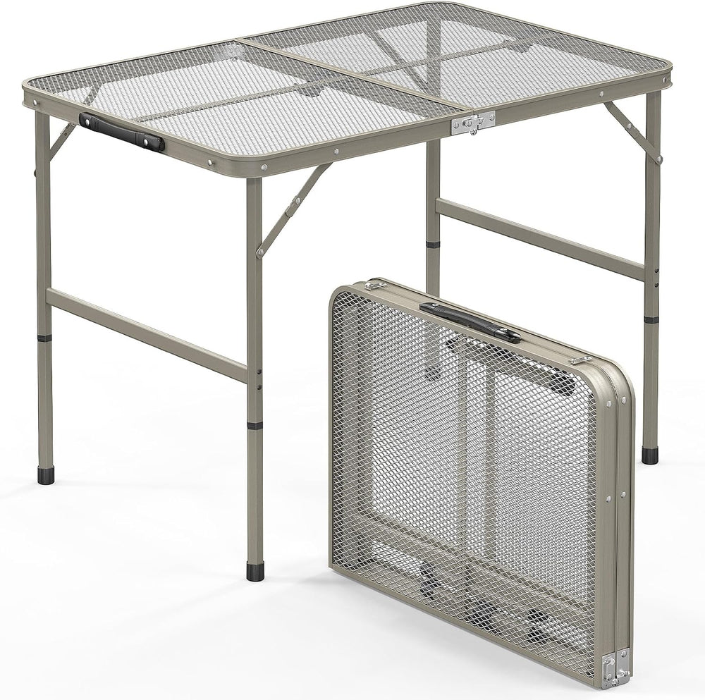 VINGLI Outdoor Grill Table, Folding Camping Table, 3 ft Portable Picnic Table...