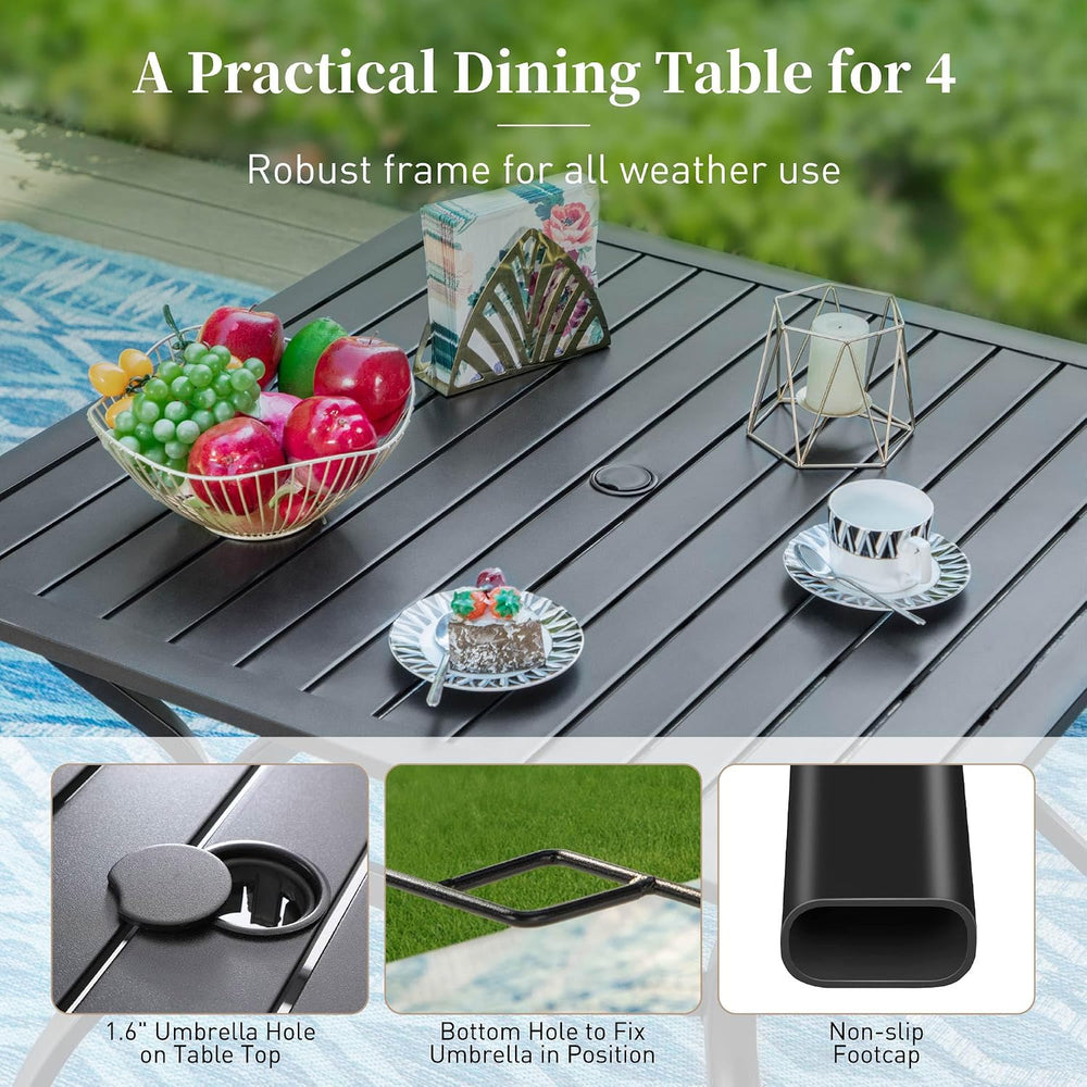 SUNSHINE VALLEY 5pc Patio Dining Set, 37" Square Table & 4 Blue Chairs