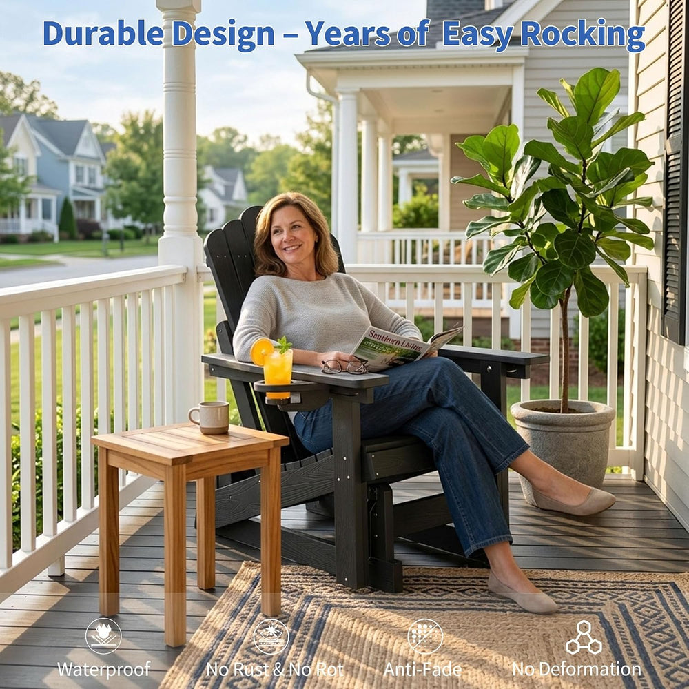 HDPE Adirondack Glider Chair Set of 2,3-Level Adjustable Backrest