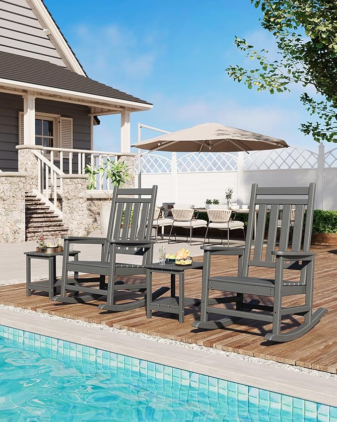 GarveeLife Outdoor Side Table 2-Tier, 18 in HDPE All Weather Resistant Patio ...