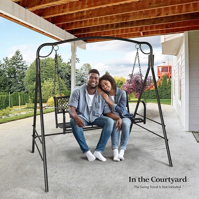 VINGLI Upgraded Metal Patio Porch Swing, 660 LBS Weight Capacity Steel Porch ...