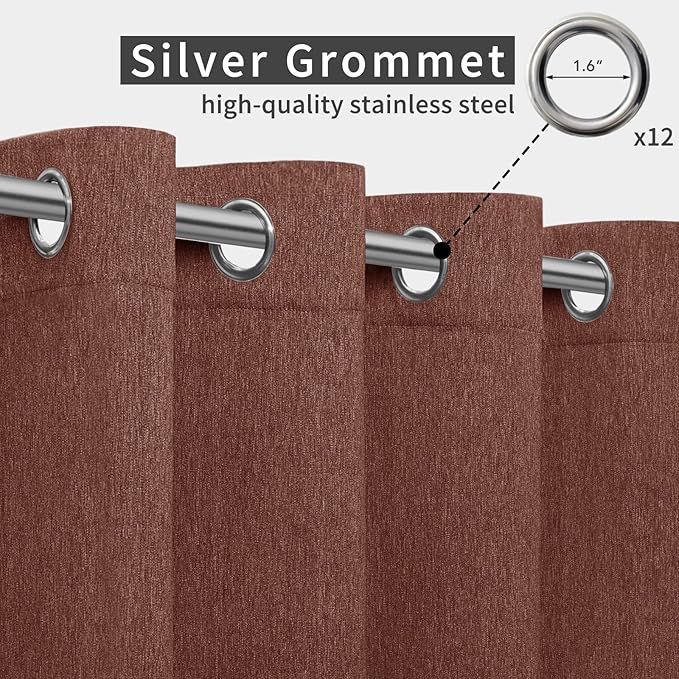 Easy-Going Linen Look Outdoor Curtains Waterproof Windproof Porch Curtains, S...