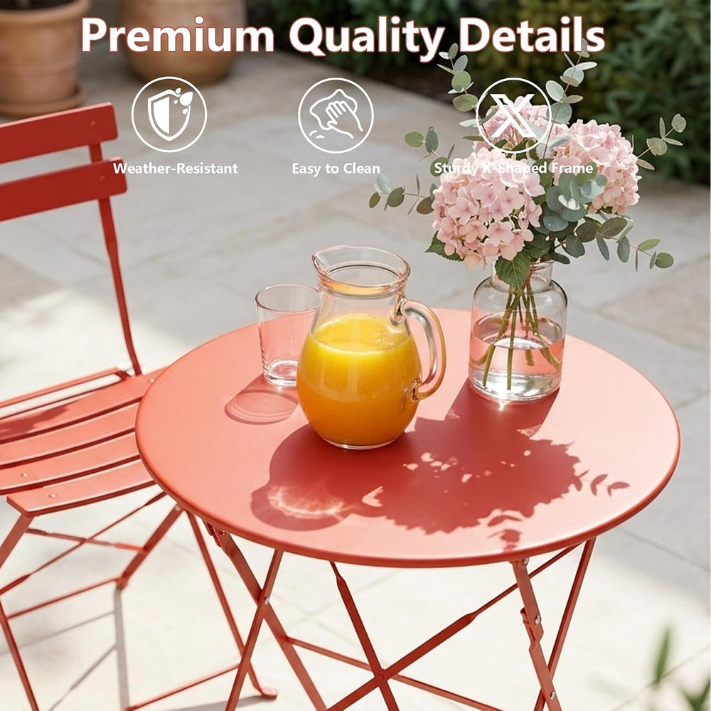 Bistro Table & Chairs Set of 2, Folding Outdoor Patio Furniture