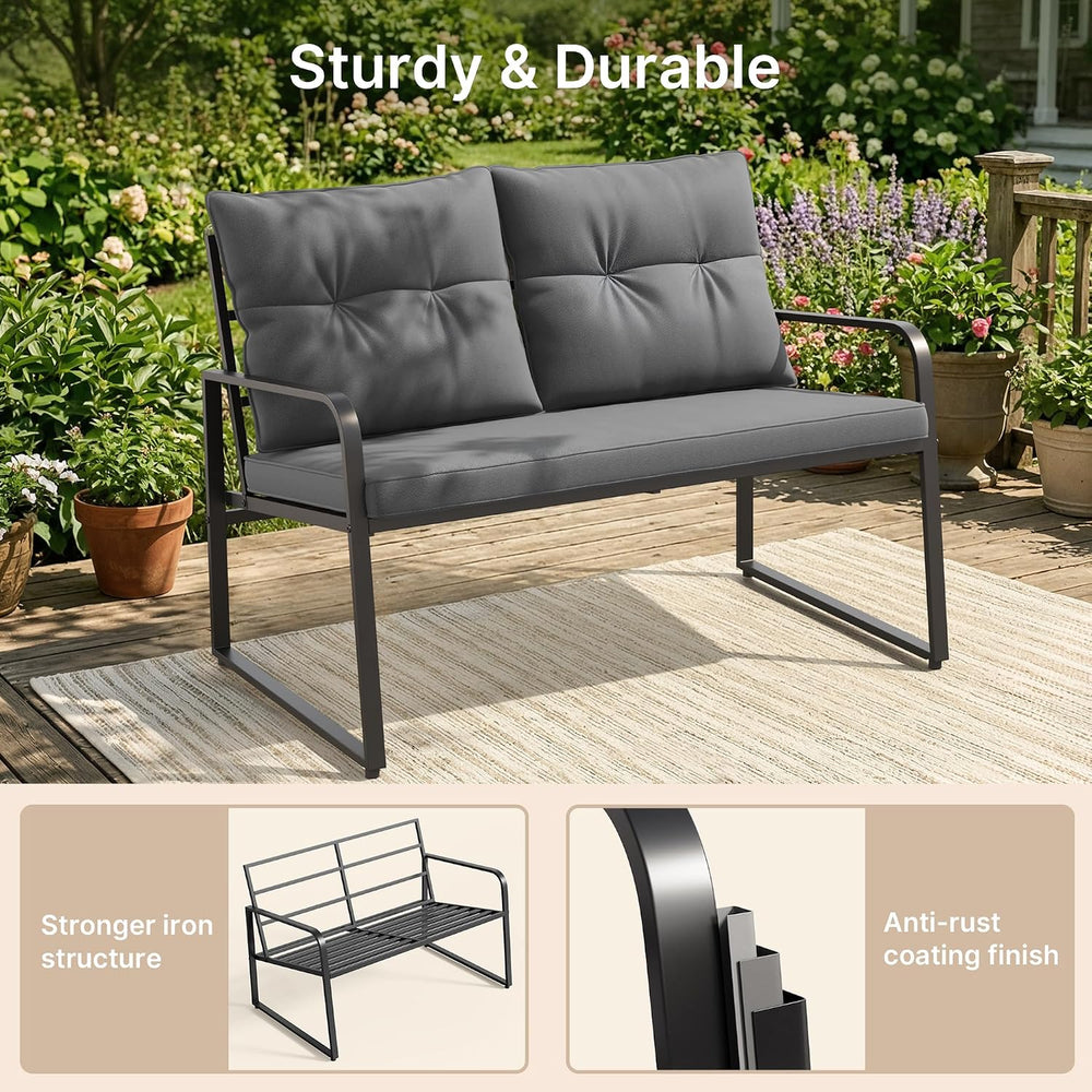 Gizoon 4 Piece Outdoor Rocking Conversation Set, Cushion-Grey