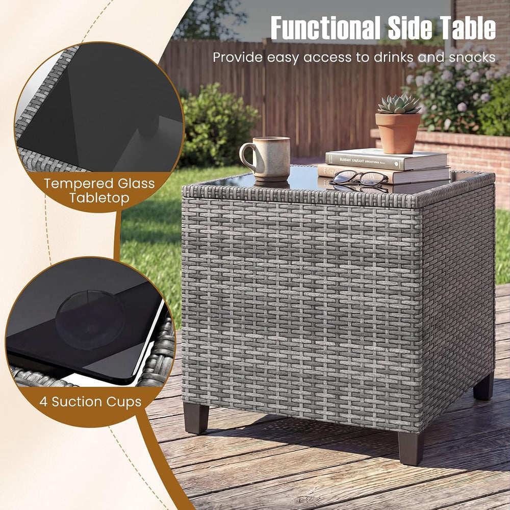 COSTWAY 3PCS Wicker Patio Furniture Set with Cushions for Balcony and Porch