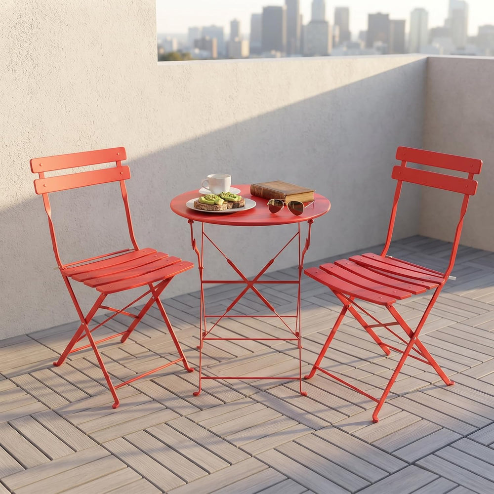 Bistro Table & Chairs Set of 2, Folding Outdoor Patio Furniture