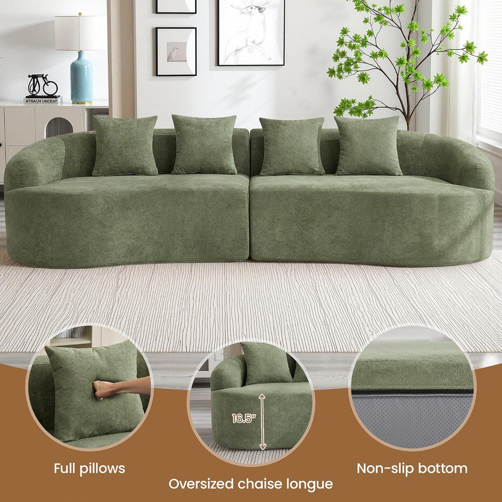 110" Boneless 4 Seater Sofa Couch, Modern Oversized Curved Cloud Sofa, C...