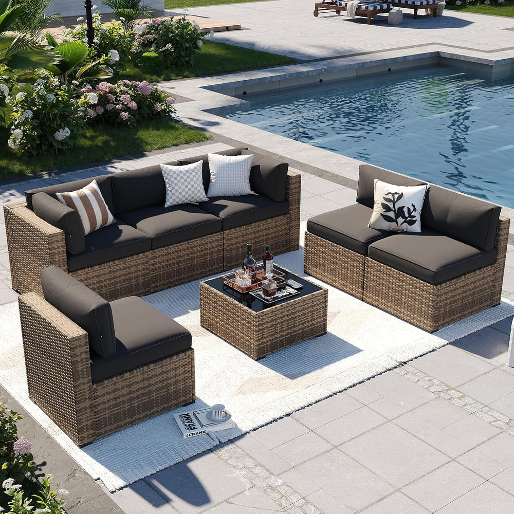 Aoxun 7 Piece Outdoor Patio Furniture Set with Coffee Table, Outdoor Patio Fu...