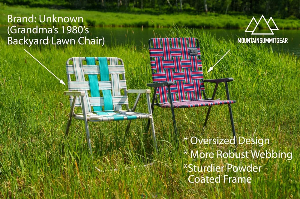 MOUNTAIN SUMMIT GEAR Retro Webbed Camping Chair - Lightweight, Foldable, Dura...