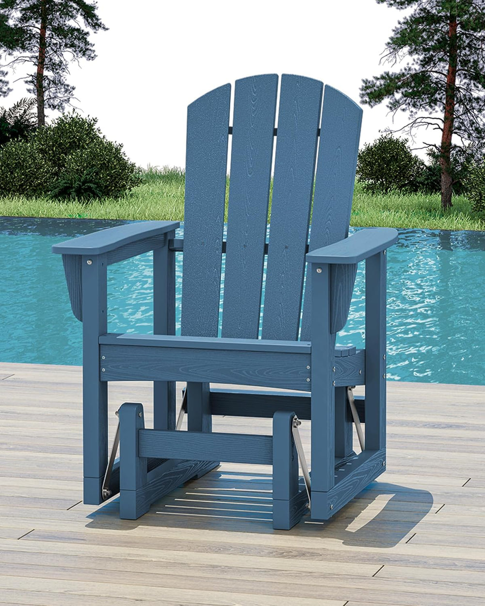 SERWALL HDPE Outdoor Glider, All-Weather Patio Glider Rocker