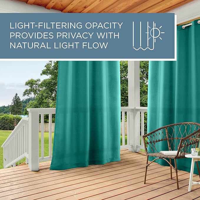 TOWN & COUNTRY BASICS Cabana Solid Heavyweight Indoor Outdoor Curtains, L...
