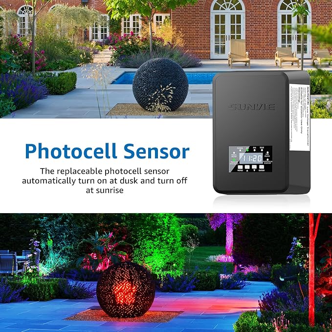 SUNVIE 12 Pack RGBW Color Changing Landscape Lights with 300W Low Voltage Lan...