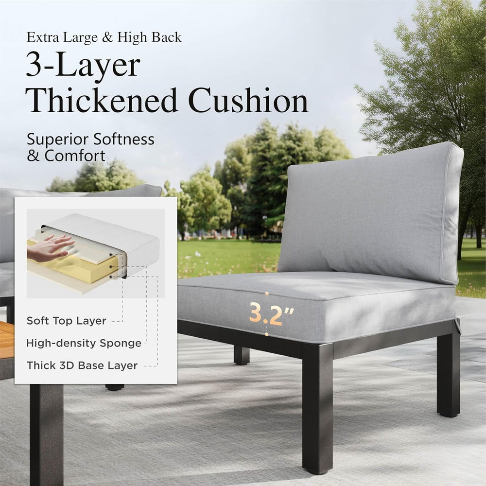 Sophia & William 4 Piece Metal Outdoor Sectional Sofa with Cushion