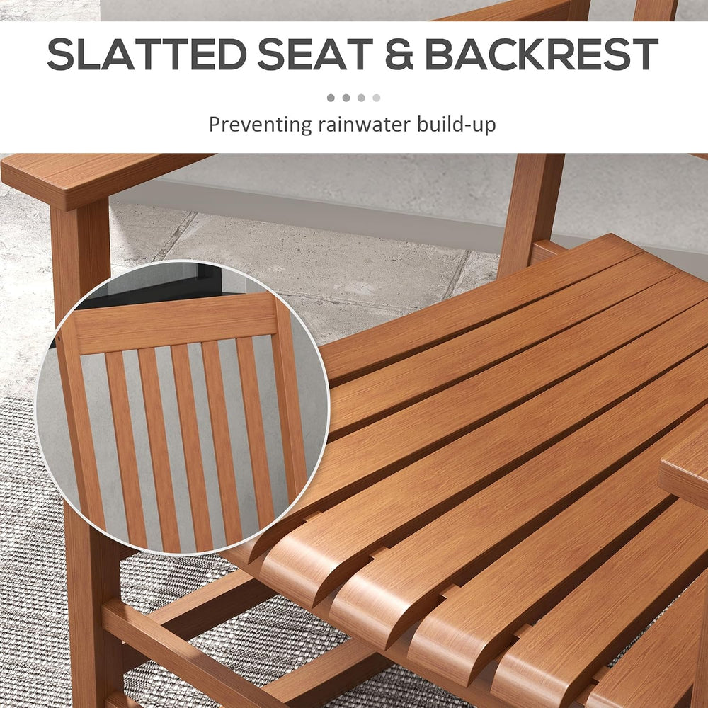 Outsunny Outdoor Rocking Chair Set of 2 with Side Table for Patio Teak
