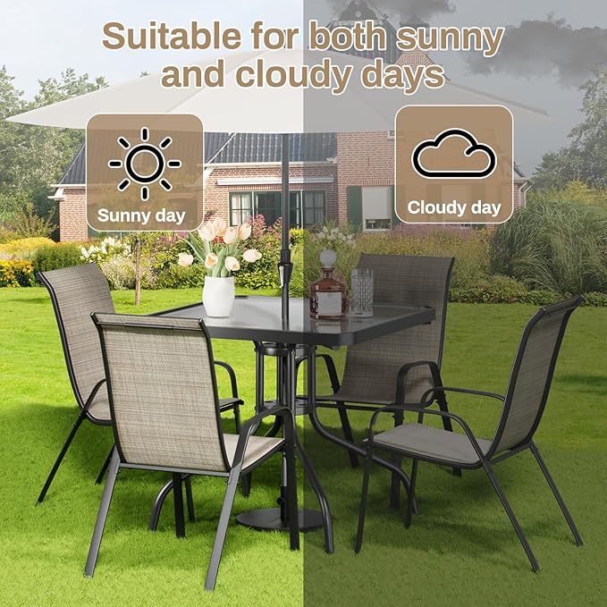 TLSUNNY Patio Dining Set 5 Pieces, All Weather Outdoor Furniture W/30"X ...