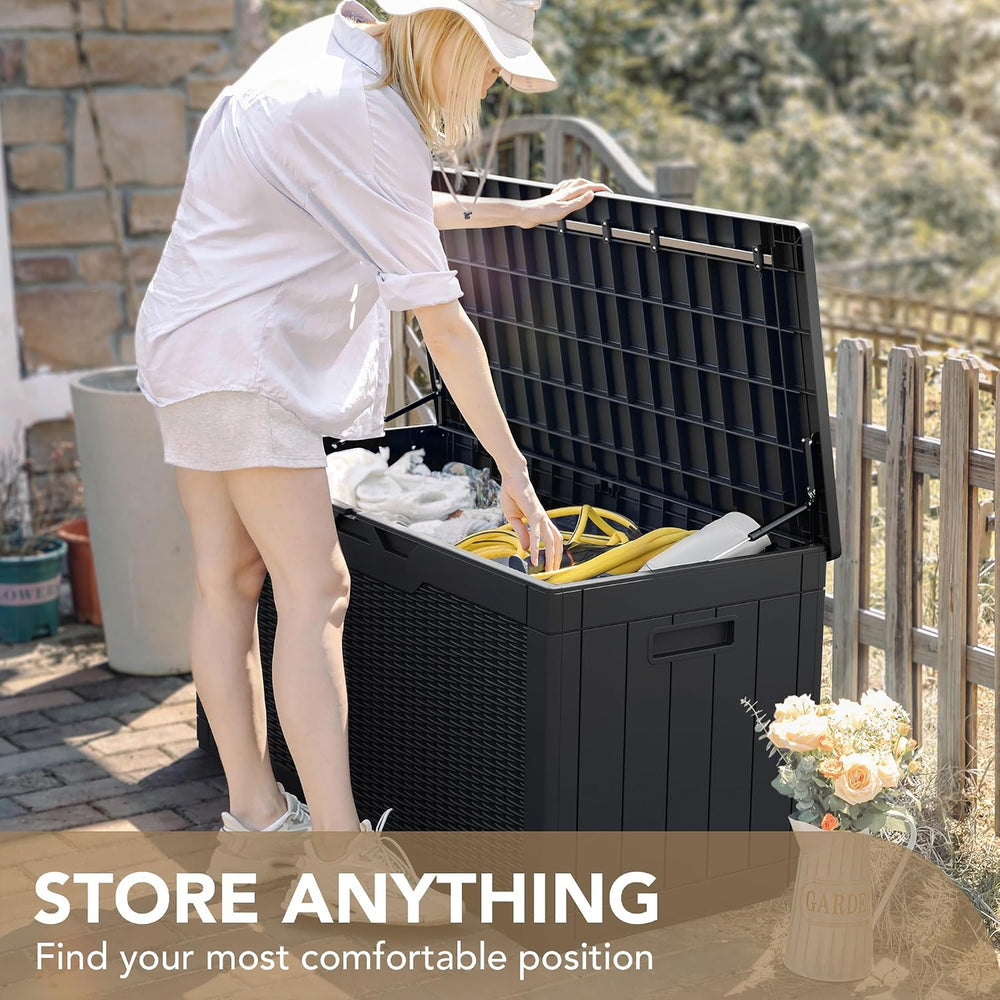 Devoko 100 Gallon Waterproof Deck Box, Resin Large Outdoor Storage Box