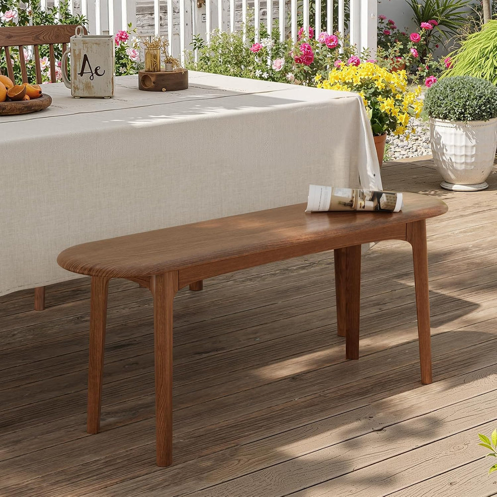 39" Solid Wood Small Dining Bench, Entryway Bench, Walnut
