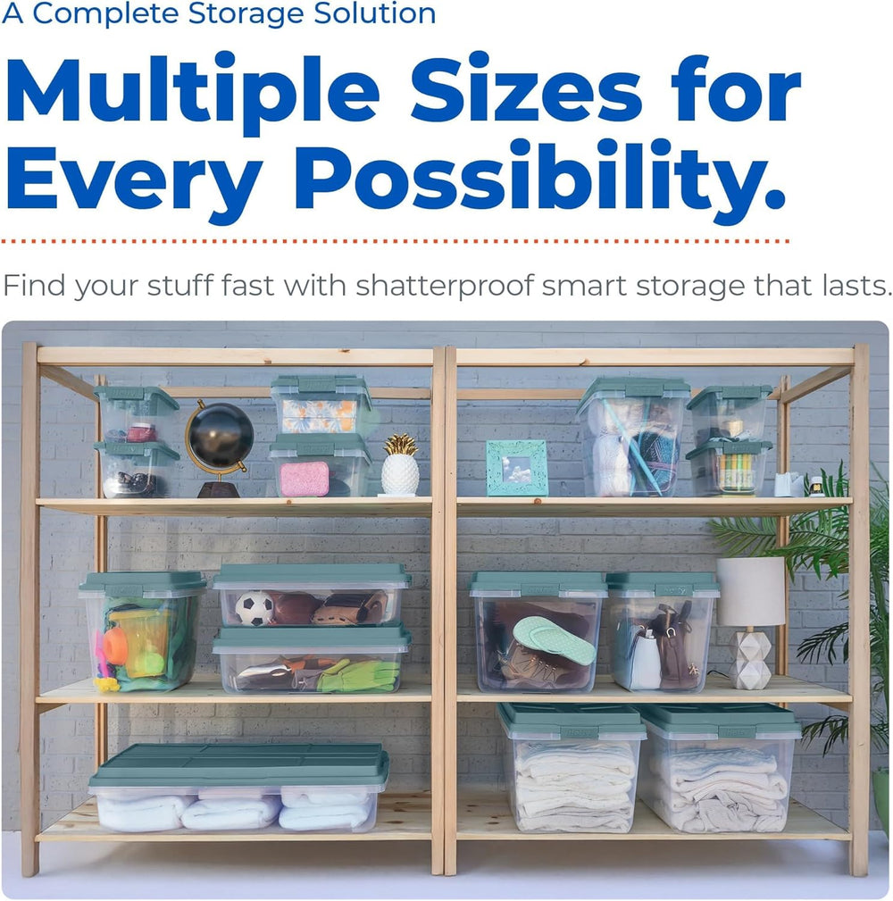 Hefty HI-RISE Stackable Storage Bins - Storage Containers with Lids, Shoe Org...