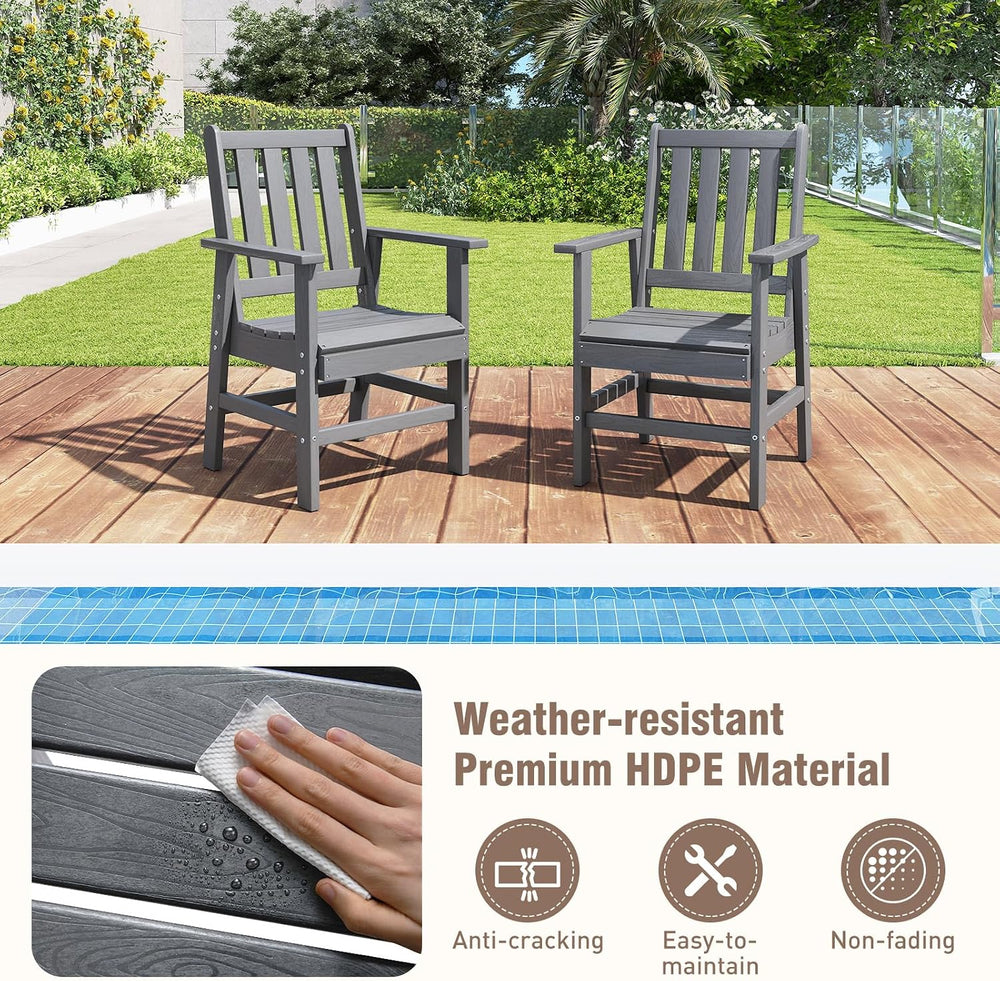 Tangkula Patio Dining Chairs Set of 2, HDPE All Weather Outdoor Chair with Wi...