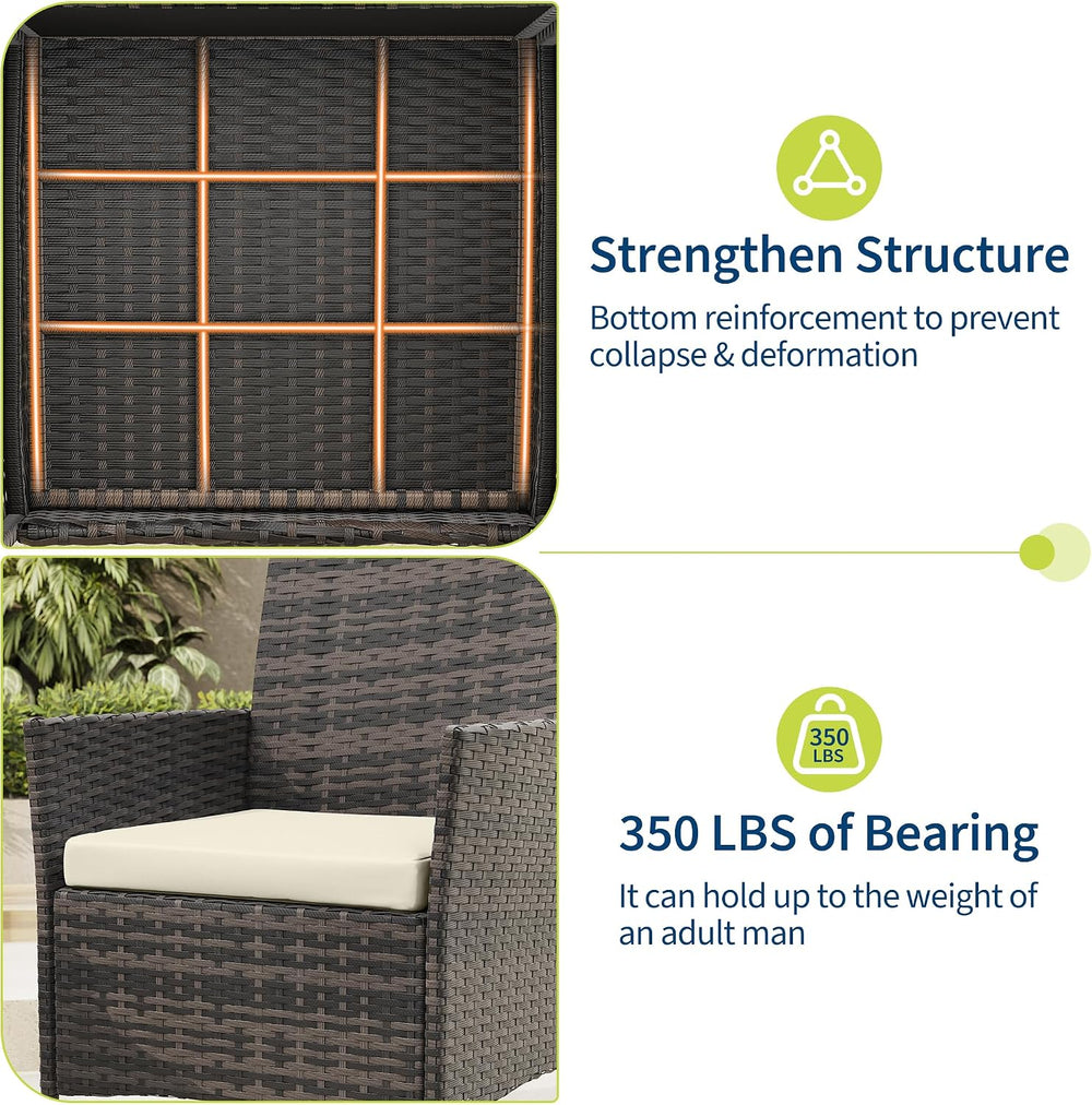 GAOMON 3-Piece Patio Furniture Set, Modern PE Rattan Conversation Set with 2 ...