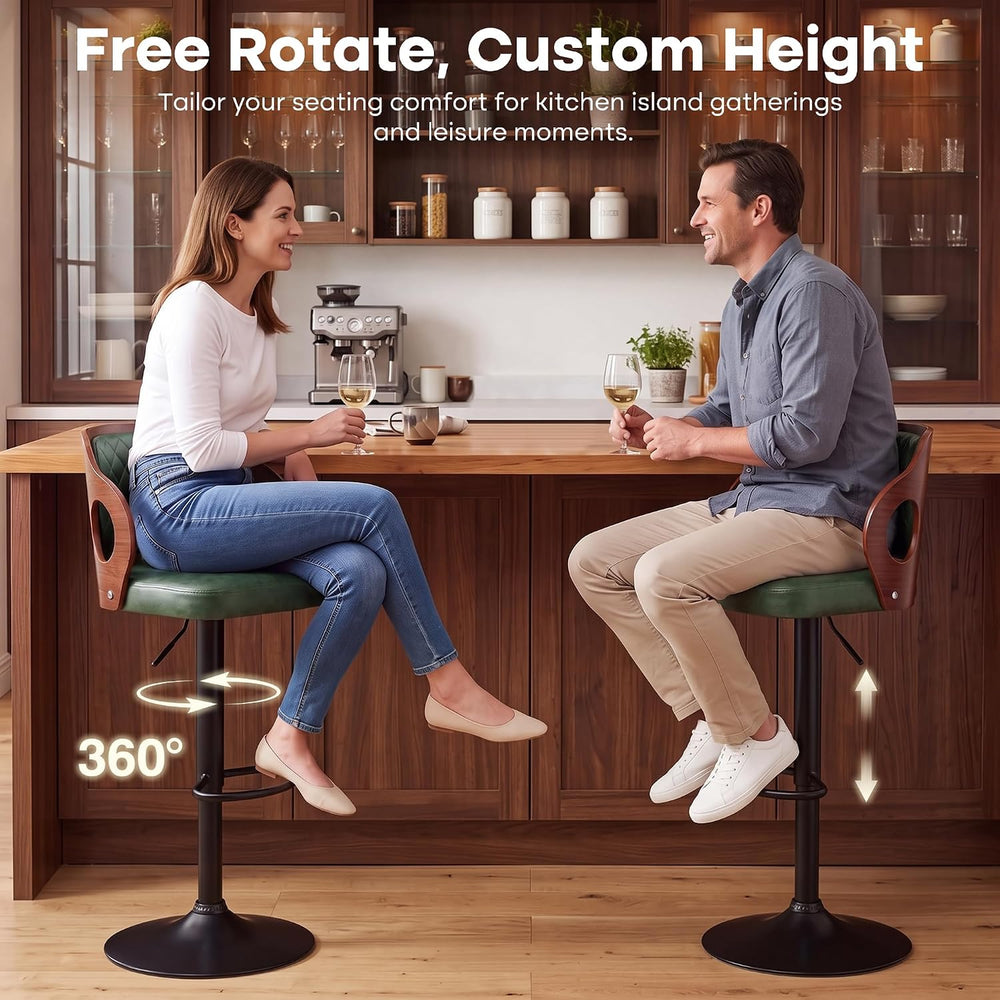 VECELO Swivel Bar Stools Set of 2, Adjustable Counter Height Stools with Bent...