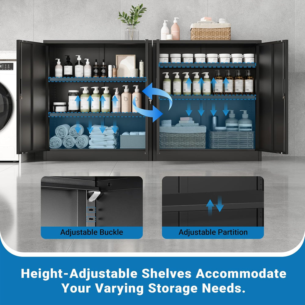 Metal Storage Cabinet,36" Locking Cabinet with 2 Adjustable Shelves