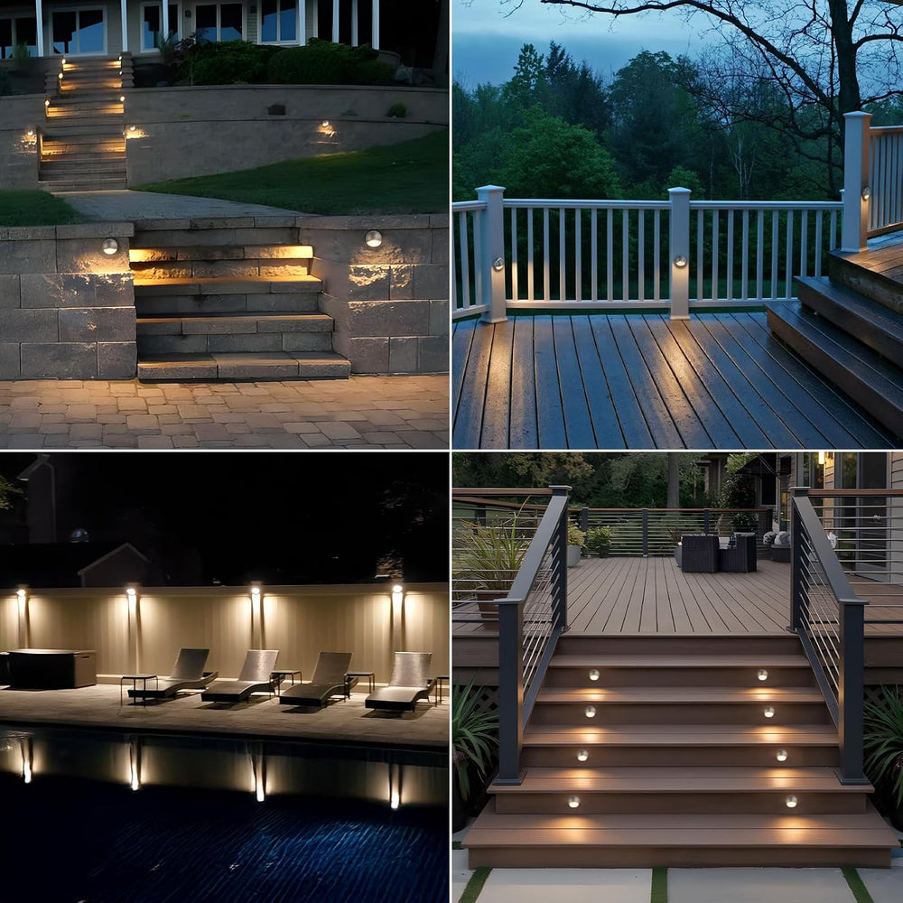 LEONLITE 6-Pack 5CCT 3.74inch Low Voltage LED Deck Lights, Satin Nickel