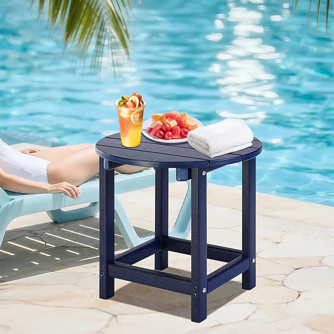 LZRS Round Adirondack Patio Side Table End Table, Outdoor Side Tables for Pat...