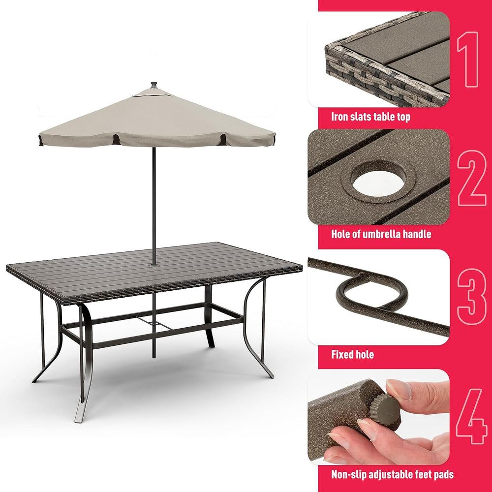 Pamapic 8504 Patio Dining 7 Piece, Outdoor Wicker Furniture Set for Backyard ...