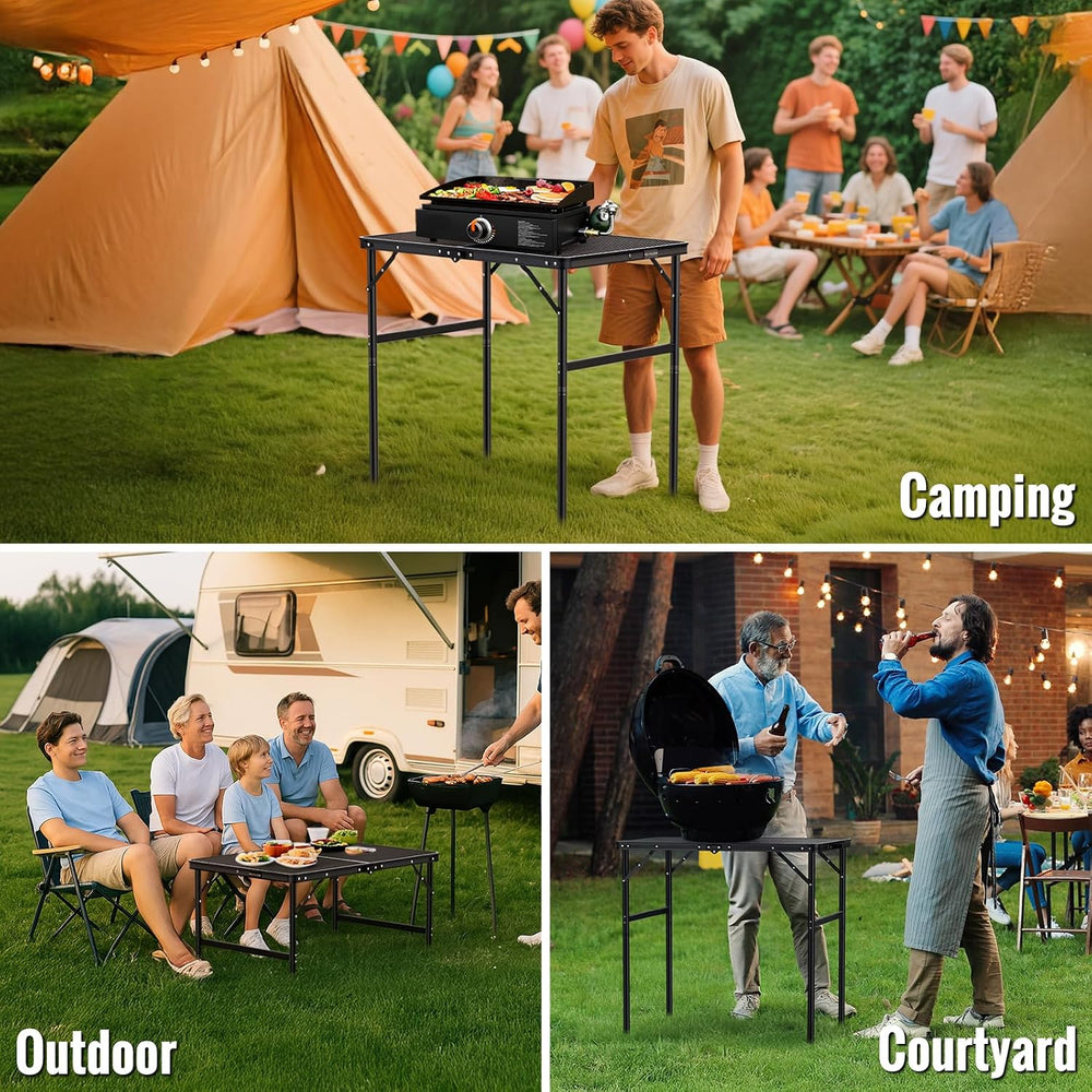 GARLLEN Folding Grill Table 35" Lx21.6 W, 2 Adjustable Height 14.76&quot...