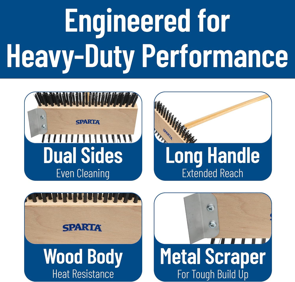 SPARTA 4002600 Stainless Steel Grill Brush, Grill Scraper With Long Handle Fo...