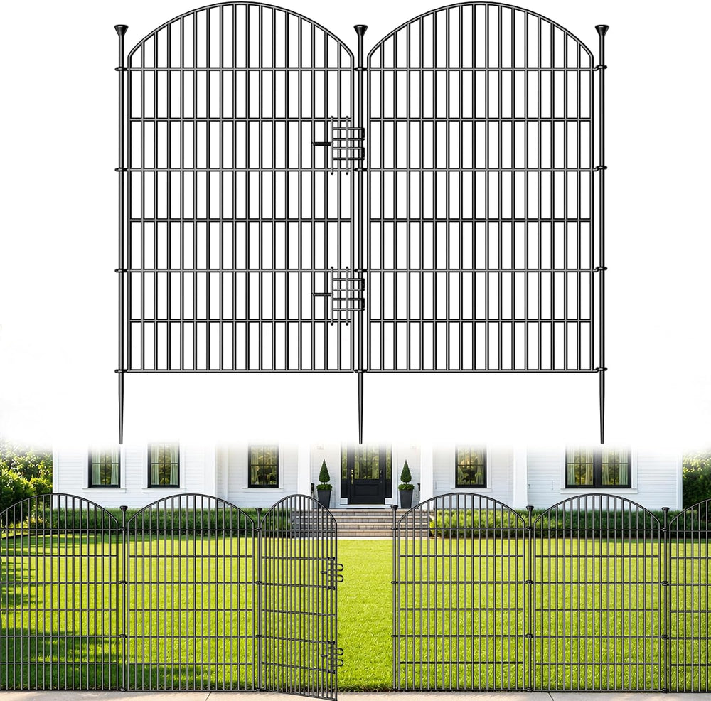 No Dig Garden Fence Panels, Dog Fence Outdoor for Yard, 12 Pack with Gate