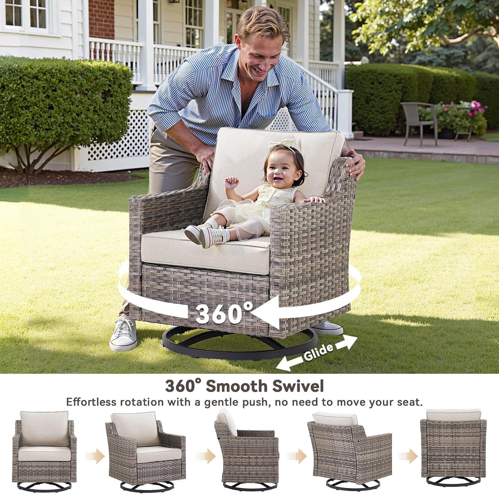 Outdoor Patio Furniture Set-5 Pieces All-Weather Wicker Outdoor Furniture wit...